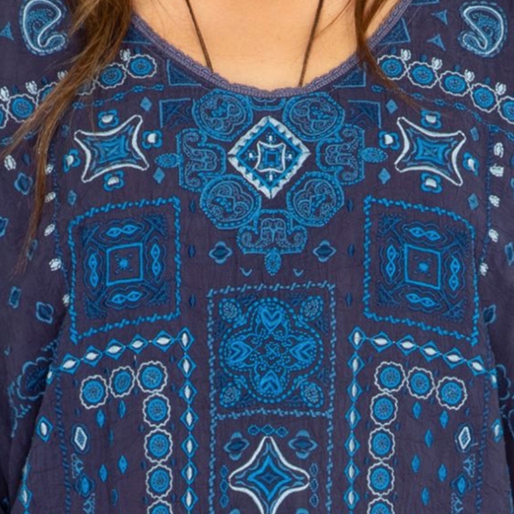 Johnny Was Amaru Blue Blouse